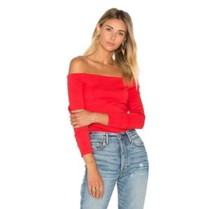 L'AGENCE Top | L’Agence Cynthia Top Women’s Off Shoulder Top Rouge Red Small
